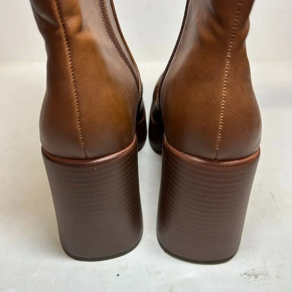Wild Pair Womens 8.5 M Cognac Brown Stella Platform Ankle Booties DISPLAY QI8